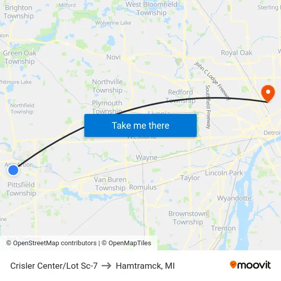 Crisler Center/Lot Sc-7 to Hamtramck, MI map