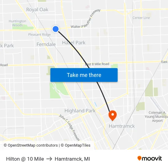 Hilton @ 10 Mile to Hamtramck, MI map