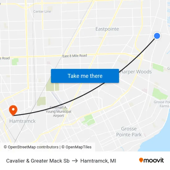 Cavalier & Greater Mack Sb to Hamtramck, MI map