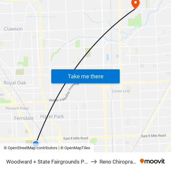 Woodward + State Fairgrounds Pickup to Reno Chiropractic map