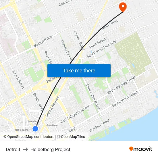 Detroit to Heidelberg Project map
