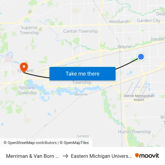 Merriman & Van Born Sb to Eastern Michigan University map