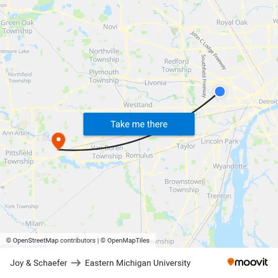 Joy & Schaefer to Eastern Michigan University map