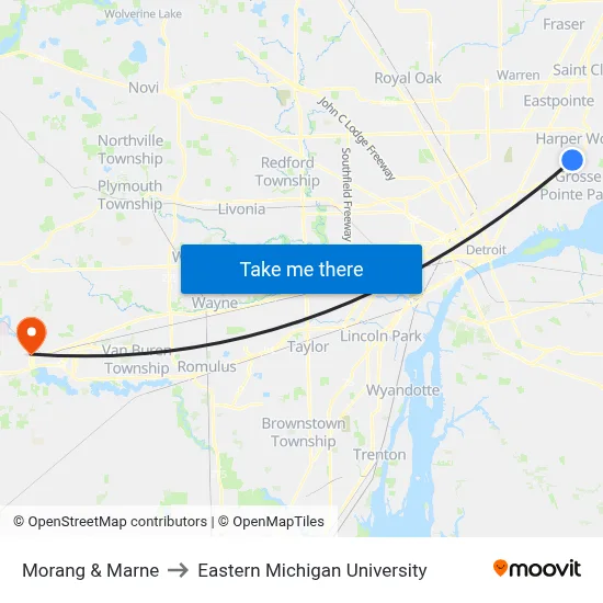 Morang & Marne to Eastern Michigan University map