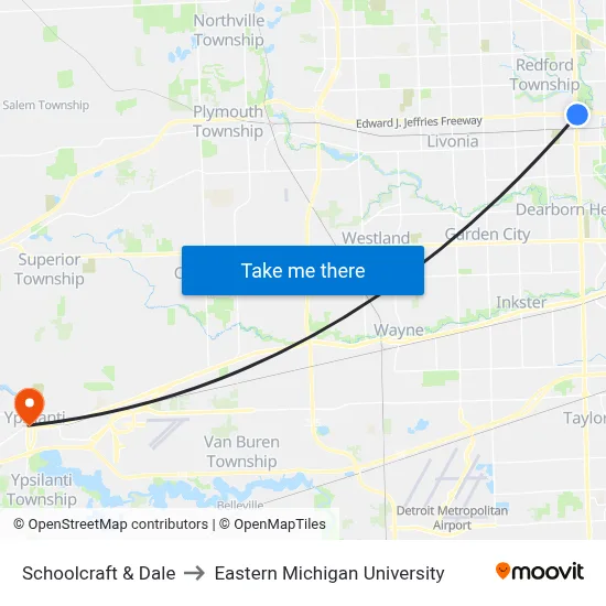 Schoolcraft & Dale to Eastern Michigan University map