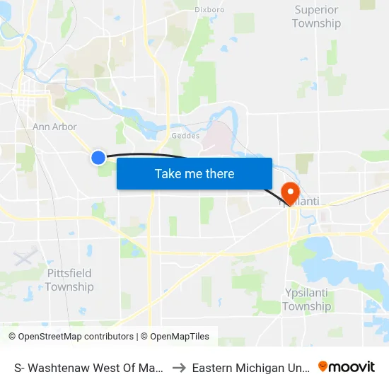 S- Washtenaw West Of Manchester to Eastern Michigan University map