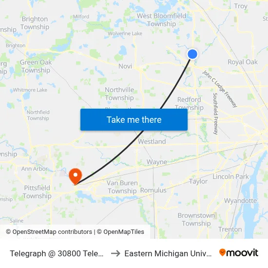 Telegraph @ 30800 Telegraph to Eastern Michigan University map