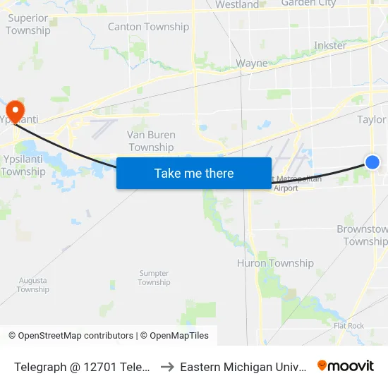 Telegraph @ 12701 Telegraph to Eastern Michigan University map