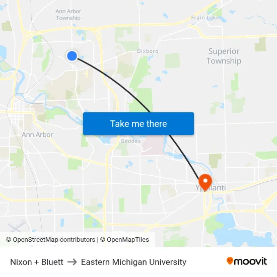 Nixon + Bluett to Eastern Michigan University map