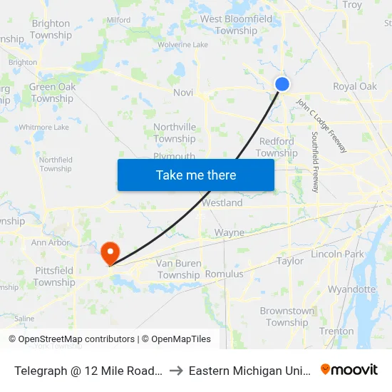 Telegraph @ 12 Mile Road Meijer to Eastern Michigan University map