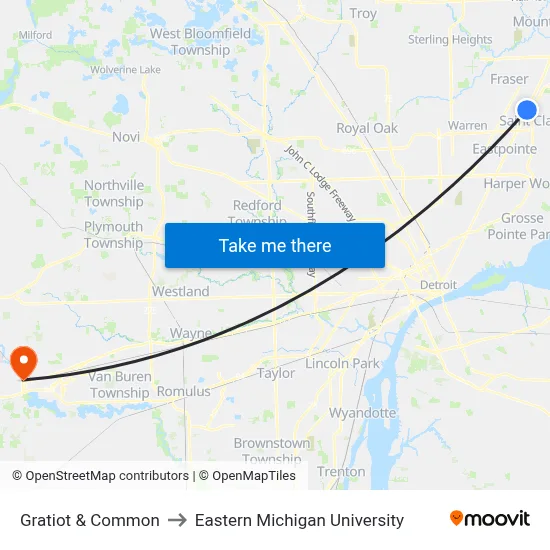 Gratiot & Common to Eastern Michigan University map