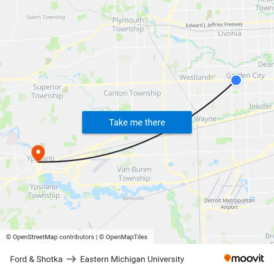 Ford & Shotka to Eastern Michigan University map