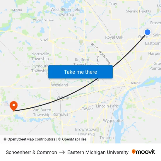 Schoenherr & Common to Eastern Michigan University map