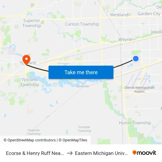 Ecorse & Henry Ruff Nearside to Eastern Michigan University map