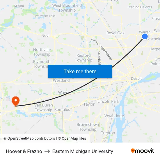 Hoover & Frazho to Eastern Michigan University map