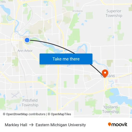 Markley Hall to Eastern Michigan University map