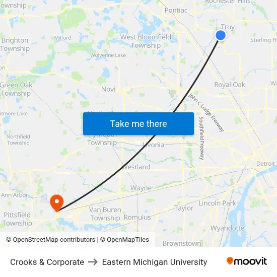 Crooks & Corporate to Eastern Michigan University map