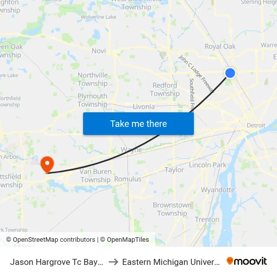 Jason Hargrove Tc Bay 11 to Eastern Michigan University map