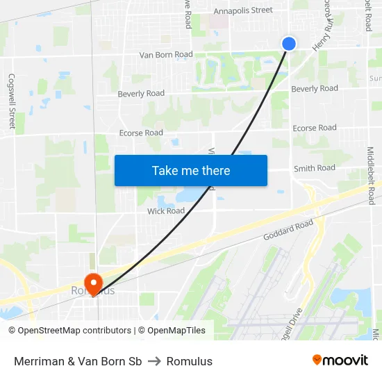 Merriman & Van Born Sb to Romulus map