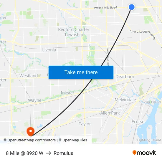 8 Mile @ 8920 W to Romulus map