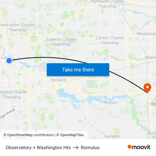 Observatory + Washington Hts to Romulus map