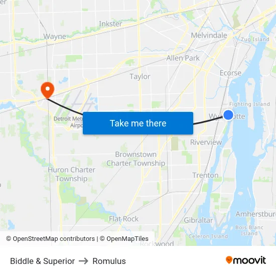 Biddle & Superior to Romulus map