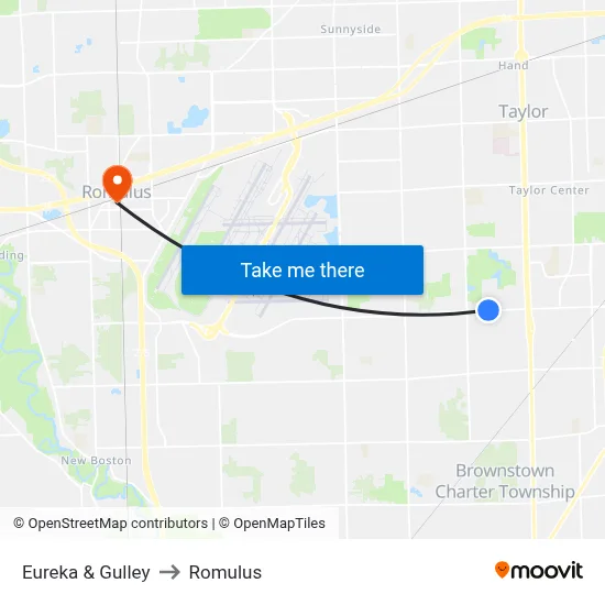 Eureka & Gulley to Romulus map