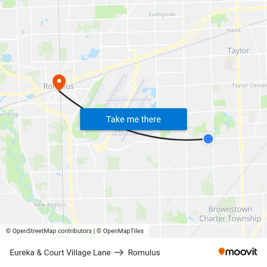 Eureka & Court Village Lane to Romulus map