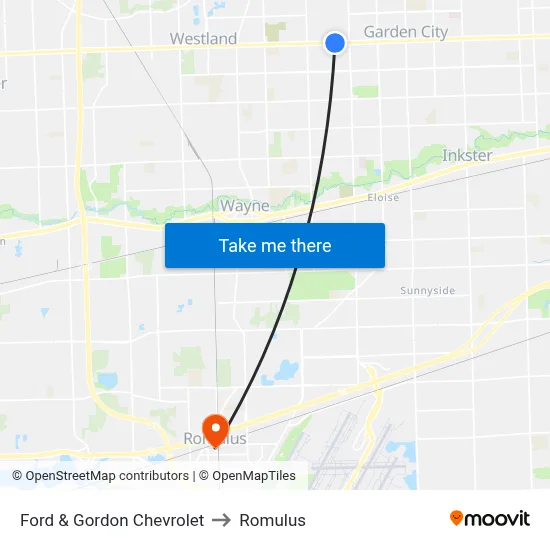 Ford & Gordon Chevrolet to Romulus map