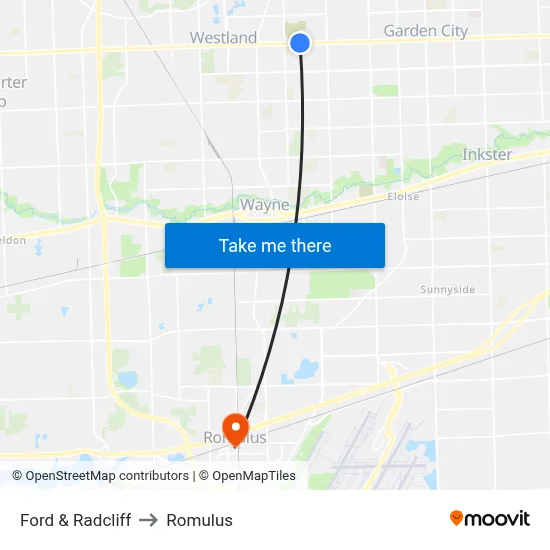 Ford & Radcliff to Romulus map