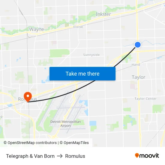 Telegraph & Van Born to Romulus map