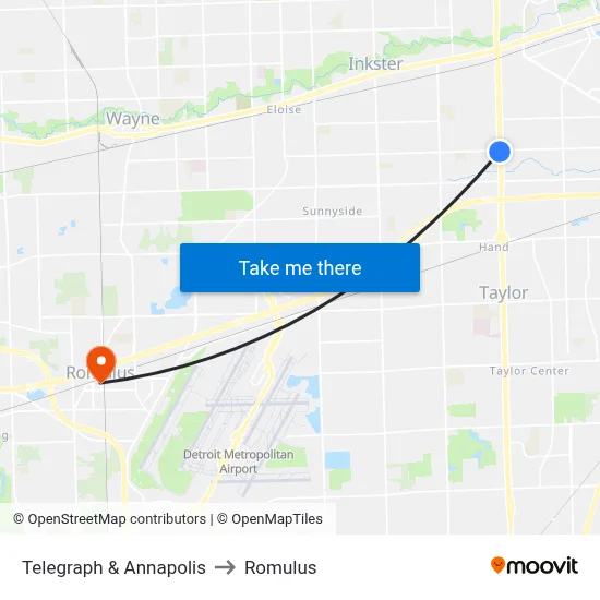 Telegraph & Annapolis to Romulus map