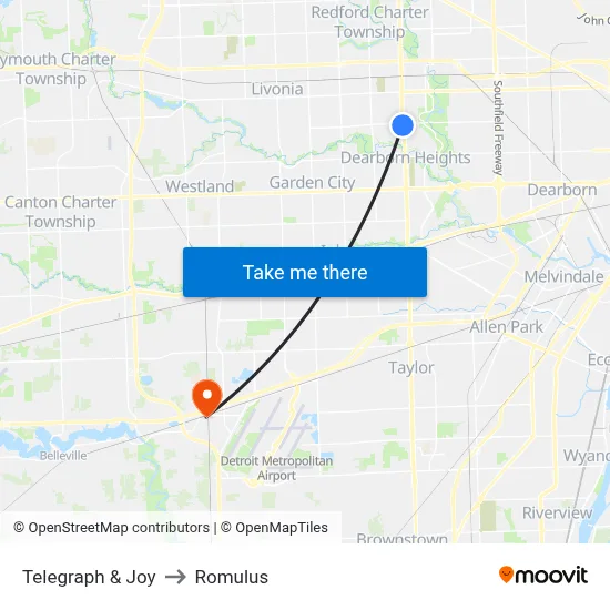 Telegraph & Joy to Romulus map