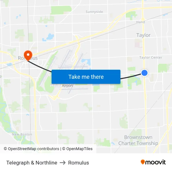 Telegraph & Northline to Romulus map