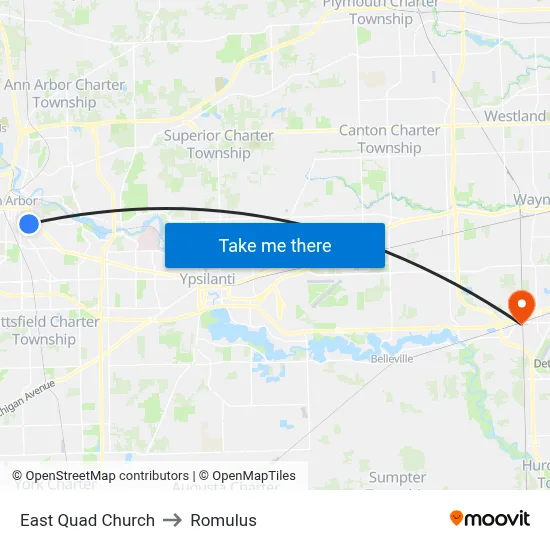 East Quad  Church to Romulus map