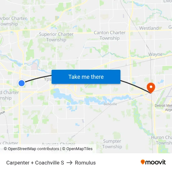 Carpenter + Coachville S to Romulus map