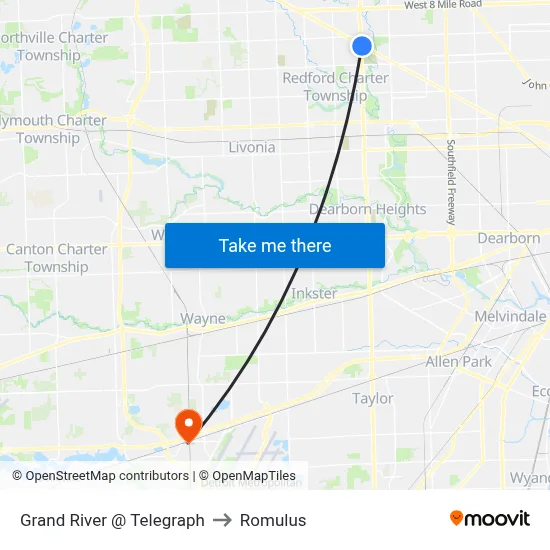 Grand River @ Telegraph to Romulus map
