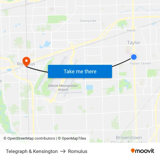 Telegraph & Kensington to Romulus map