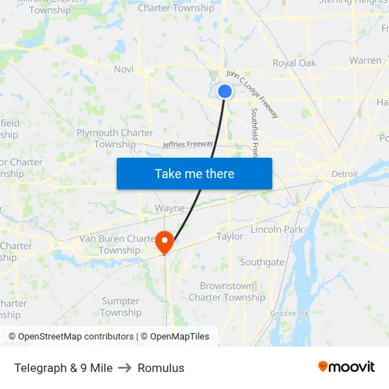 Telegraph & 9 Mile to Romulus map