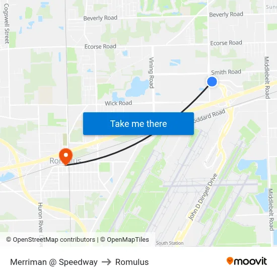 Merriman @ Speedway to Romulus map