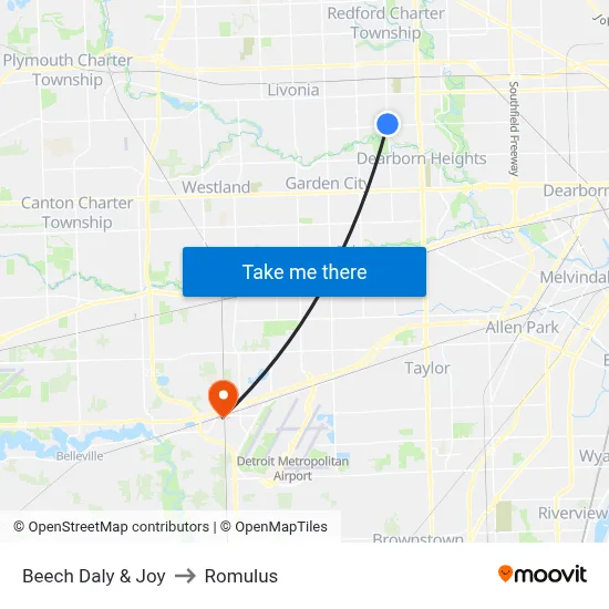 Beech Daly & Joy to Romulus map
