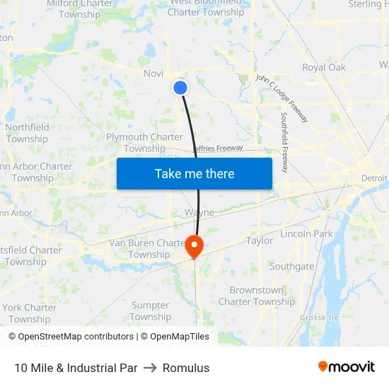 10 Mile & Industrial Par to Romulus map