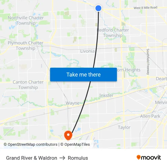 Grand River & Waldron to Romulus map