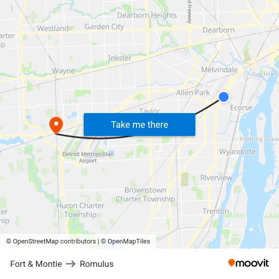 Fort & Montie to Romulus map