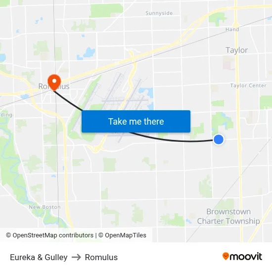 Eureka & Gulley to Romulus map