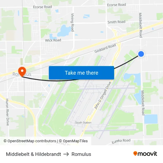 Middlebelt & Hildebrandt to Romulus map
