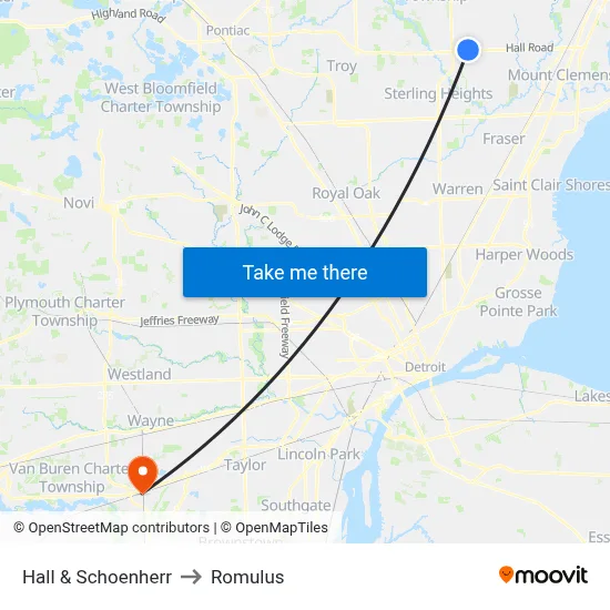 Hall & Schoenherr to Romulus map