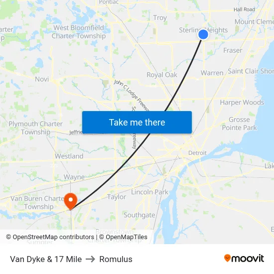 Van Dyke & 17 Mile to Romulus map