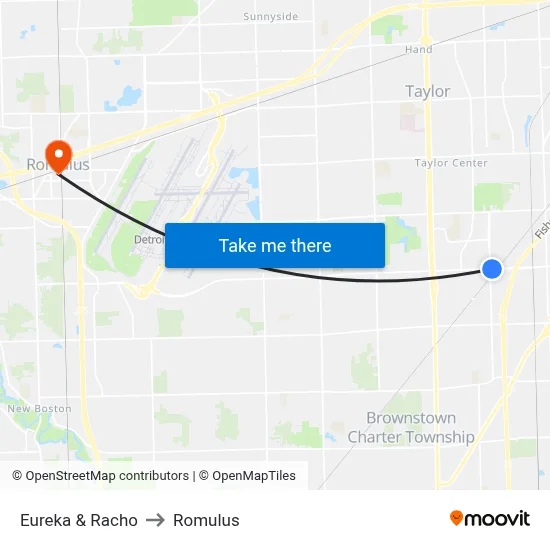 Eureka & Racho to Romulus map