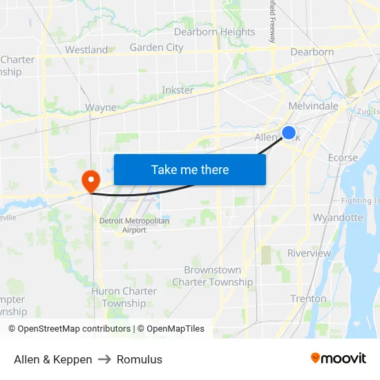 Allen & Keppen to Romulus map